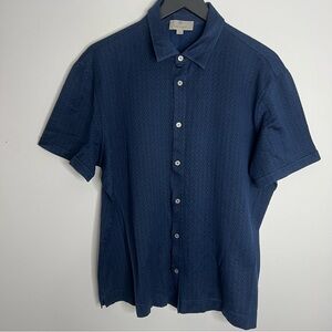 Canali Short Sleeve Button Down Shirt Mens 54 Blue 100% Cotton Italy